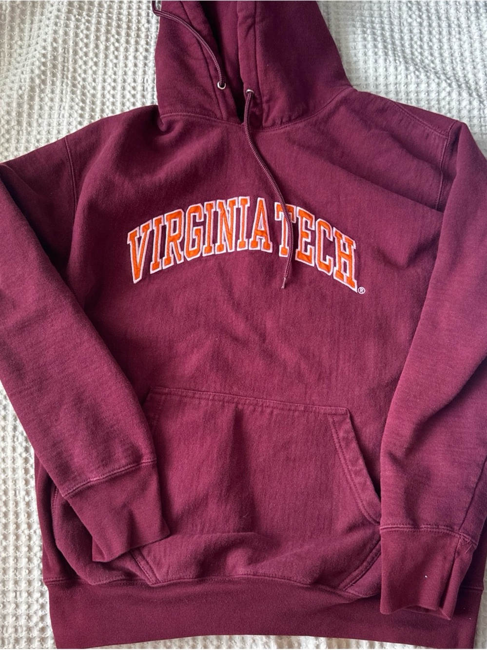 Virginia Tech Maroon Pullover Hoodie with White and Orange Text